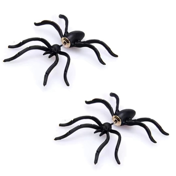 Halloween Creepy Black Spider Earrings Stud 3D Costume Accessories Brand New - Picture 2 of 6